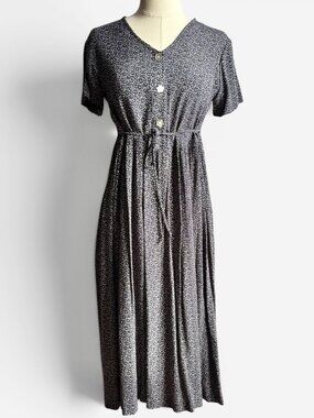 1990s Blue White Cottage Core Loose Fitting Dress 14 Girls or XS Women's